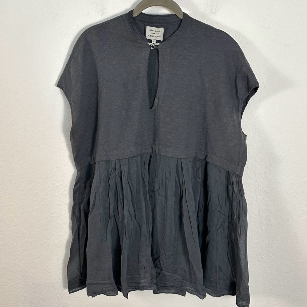 Alessia Santi Italian Subversive Artsy LagenLook Lightweight Peplum Top Large 40 - Picture 7 of 11
